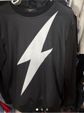 Givenchy Black Sweatshirt with White Lightning Graphic
